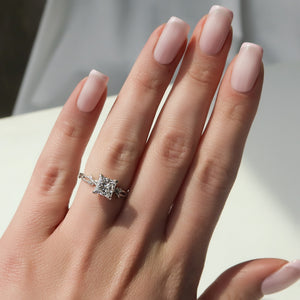 The Textured Twig Set With A 3 Carat Princess Lab Diamond