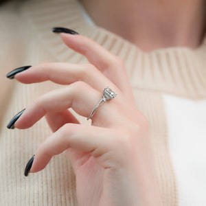 The Textured Twig Set With A 3 Carat Princess Lab Diamond