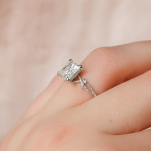 The Textured Twig Set With A 3 Carat Princess Lab Diamond