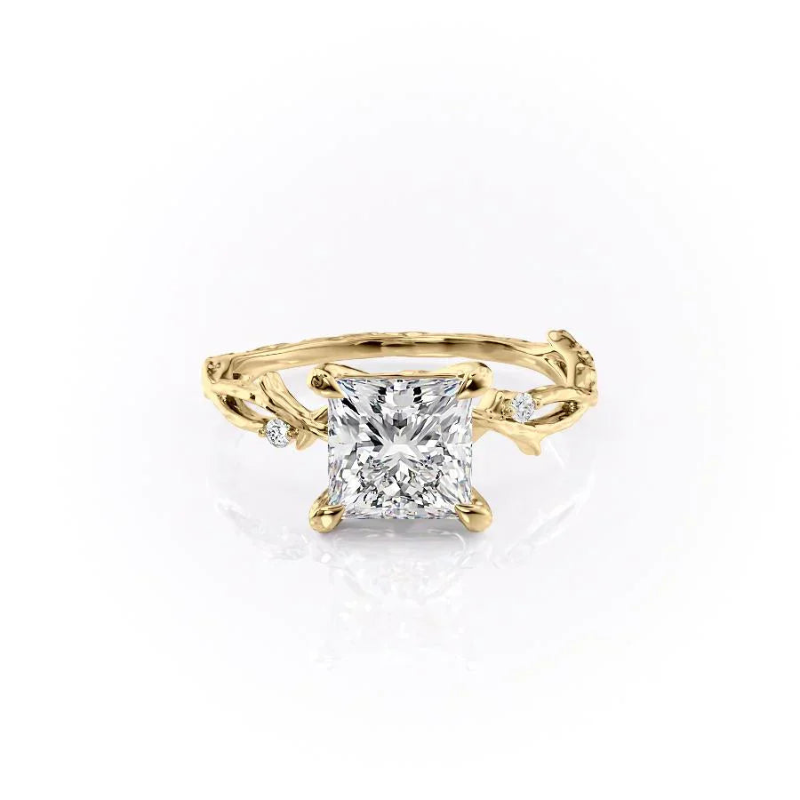 The Textured Twig Set With A 4 Carat Princess Moissanite