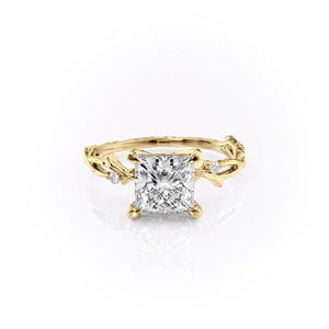 The Textured Twig Set With A 1 Carat Princess Lab Diamond