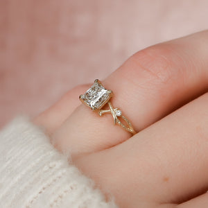 The Textured Twig Set With A 3 Carat Princess Lab Diamond