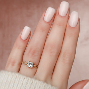 The Textured Twig Set With A 3 Carat Princess Lab Diamond