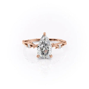 The Textured Twig Set With A 2.5 Carat Pear Lab Diamond