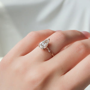 The Textured Twig Set With A 3 Carat Pear Lab Diamond