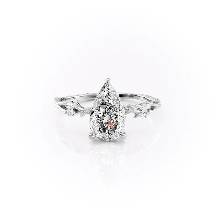 The Textured Twig Set With A 4 Carat Pear Moissanite