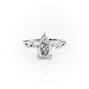 The Textured Twig Set With A 2.5 Carat Pear Lab Diamond