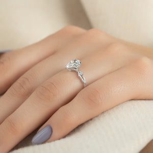 The Textured Twig Set With A 2 Carat Pear Lab Diamond