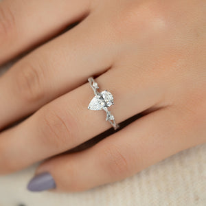 The Textured Twig Set With A 2 Carat Pear Lab Diamond