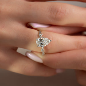 The Textured Twig Set With A Pear Lab Diamond
