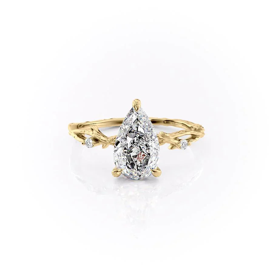 The Textured Twig Set With A 1 Carat Pear Moissanite