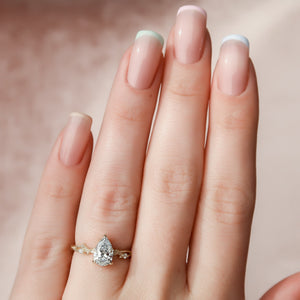 The Textured Twig Set With A 2 Carat Pear Lab Diamond