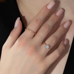 The Textured Twig Set With A 1 Carat Round Lab Diamond