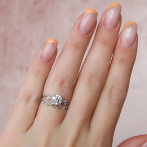 The Textured Twig Set With A Round Lab Diamond