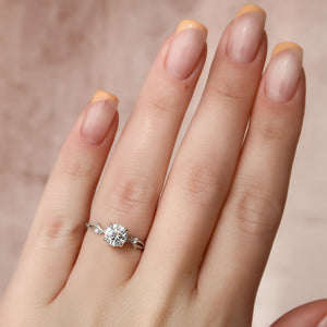 The Textured Twig Set With A 3 Carat Round Lab Diamond