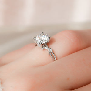The Textured Twig Set With A Round Lab Diamond