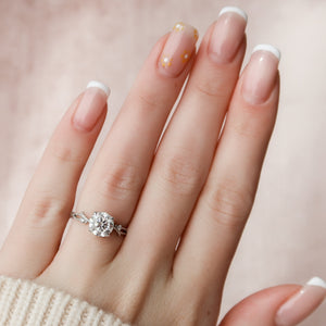 The Textured Twig Set With A Round Lab Diamond