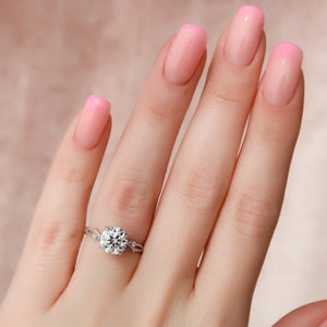 The Textured Twig Set With A Round Lab Diamond
