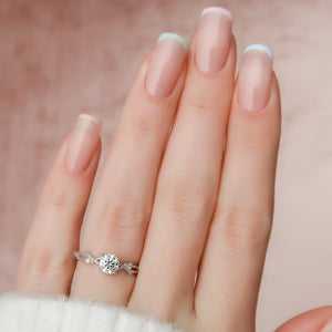 The Textured Twig Set With A 3 Carat Round Lab Diamond