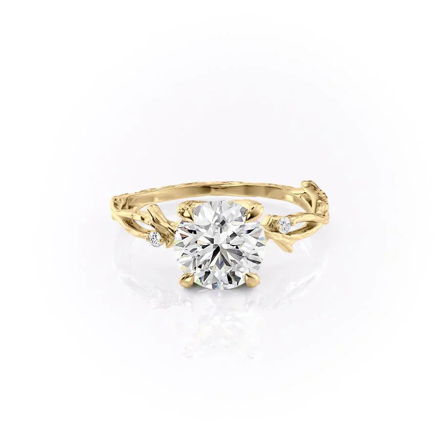 The Textured Twig Set With A 2.5 Carat Round Lab Diamond