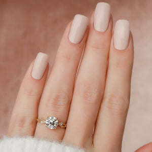 The Textured Twig Set With A Round Lab Diamond