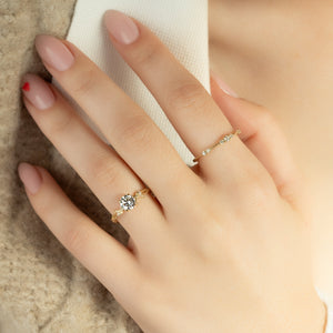 The Textured Twig Set With A Round Lab Diamond