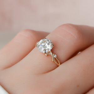 The Textured Twig Set With A Round Lab Diamond