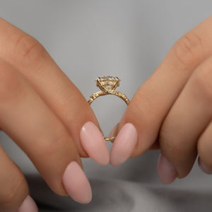 The Textured Twig Set With A Round Lab Diamond