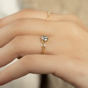 The Textured Twig Set With A Round Lab Diamond