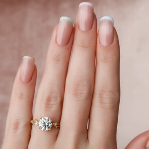 The Textured Twig Set With A Round Lab Diamond