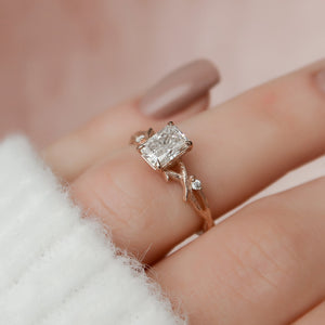 The Textured Twig Set With A Radiant Lab Diamond