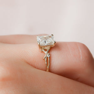 The Textured Twig Set With A 3 Carat Radiant Lab Diamond