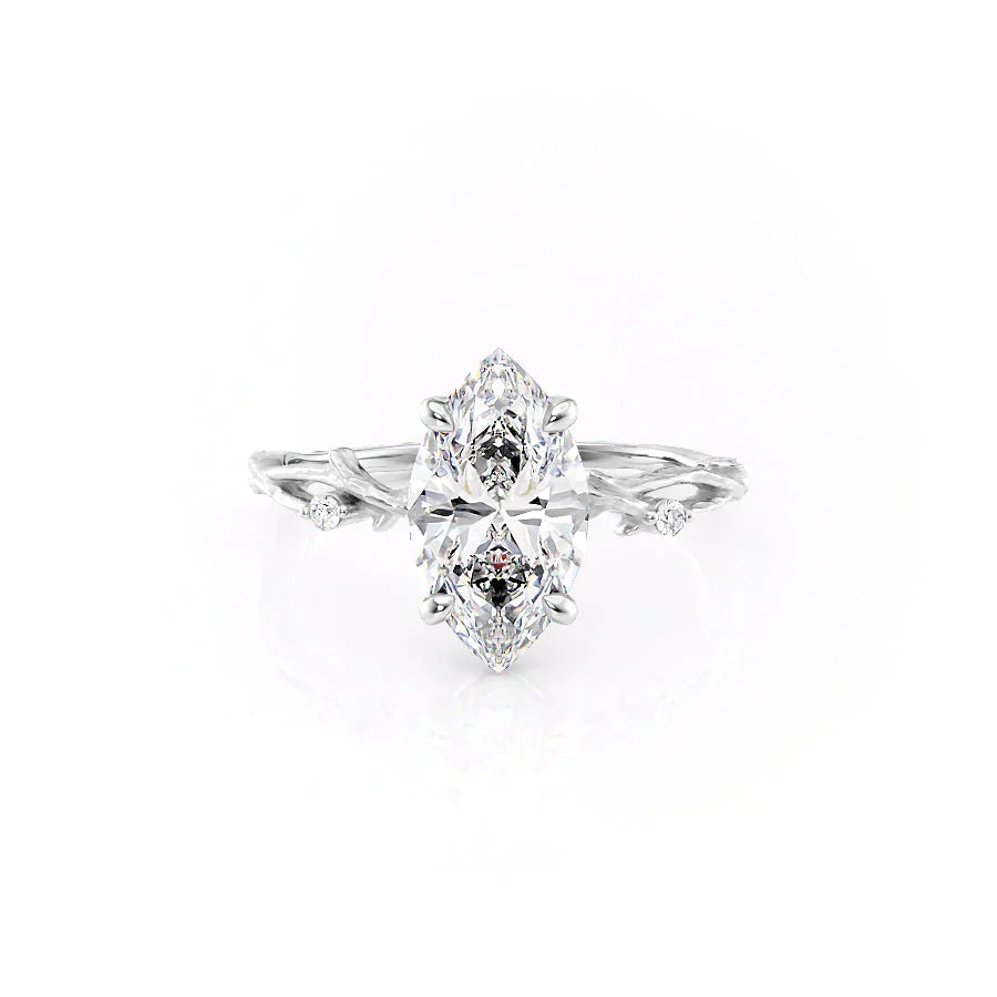 The Textured Twig Set With A 1 Carat Marquise Lab Diamond