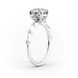 The Penelope Set With A 2 Carat Elongated Cushion Moissanite