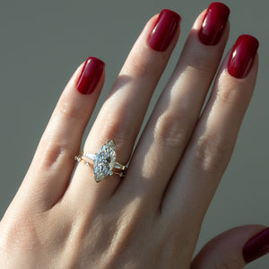 The Parker Set With A 2.5 Carat Marquise Lab Diamond