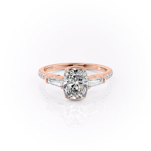 The Pave Parker Set With A 3 Carat Elongated Cushion Moissanite