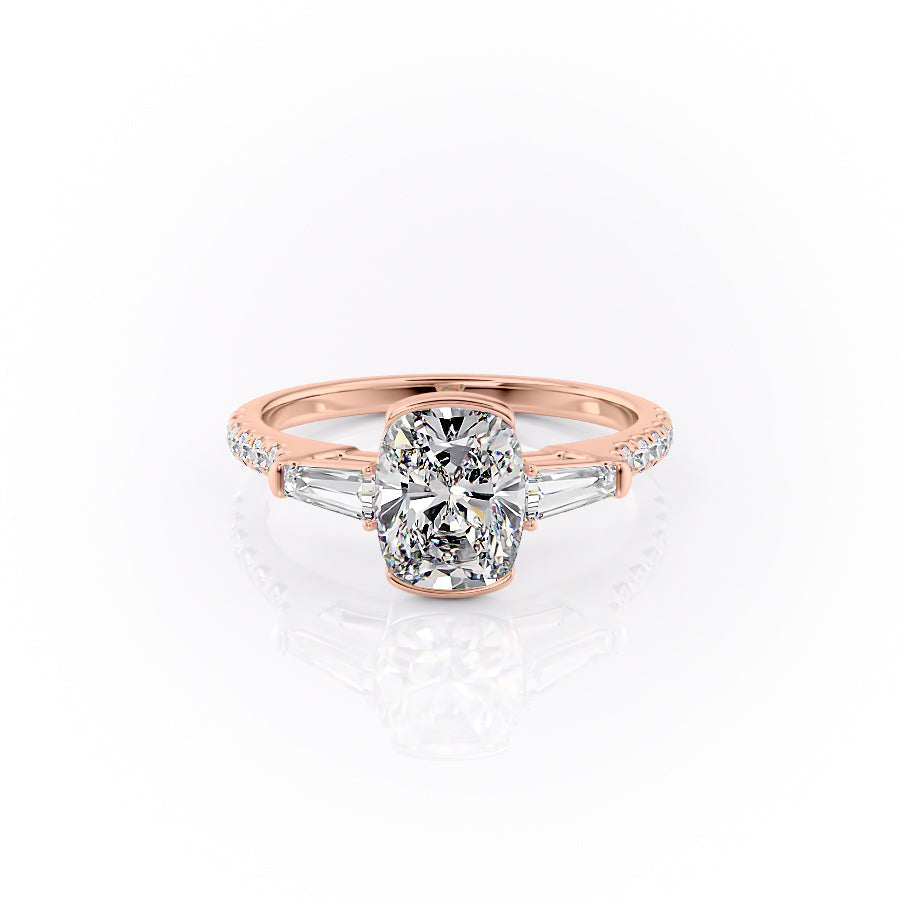 The Pave Parker Set With A 2 Carat Elongated Cushion Moissanite