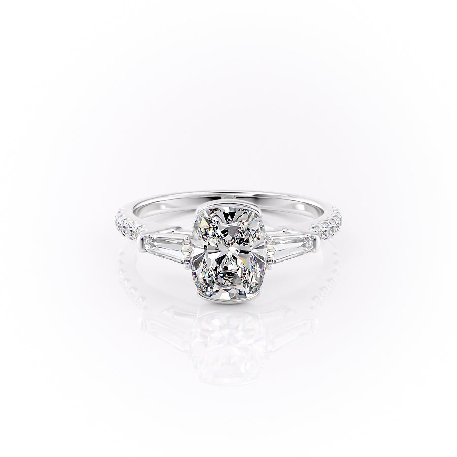The Pave Parker Set With A 3 Carat Elongated Cushion Lab Diamond