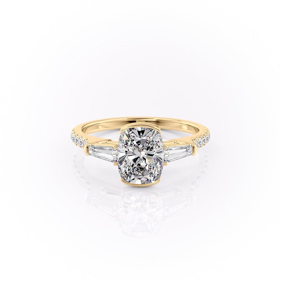 The Pave Parker Set With A 2 Carat Elongated Cushion Lab Diamond