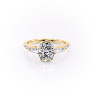 The Pave Parker Set With A 4 Carat Elongated Cushion Moissanite