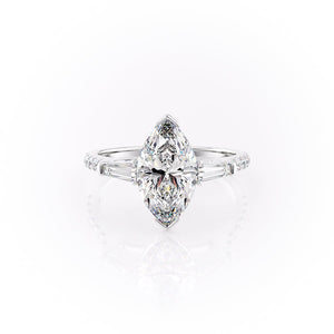 The Pave Parker Set With A 1.5 Carat Marquise Lab Diamond