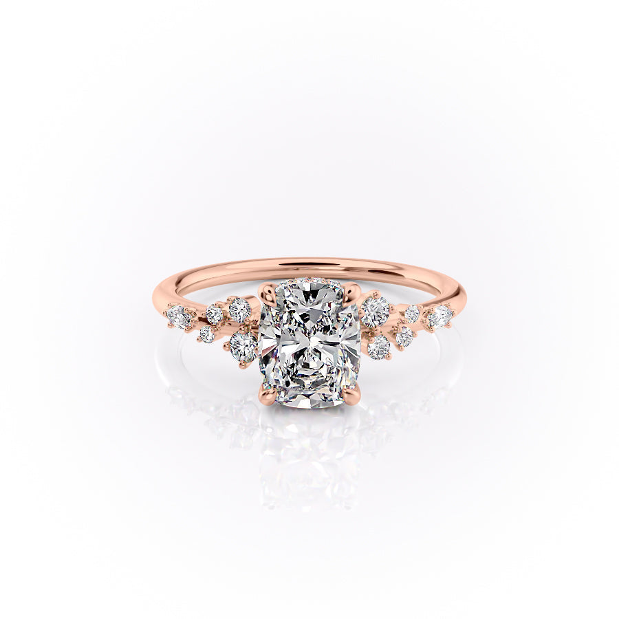The Emma Set With A 5 Carat Elongated Cushion Moissanite