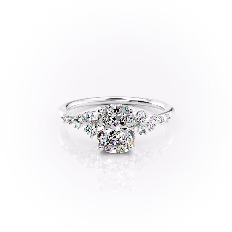 The Emma Set With A 1.5 Carat Elongated Cushion Lab Diamond