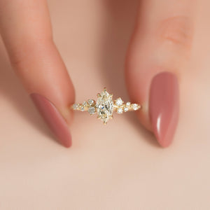 The Emma Set With A 2.5 Carat Marquise Lab Diamond
