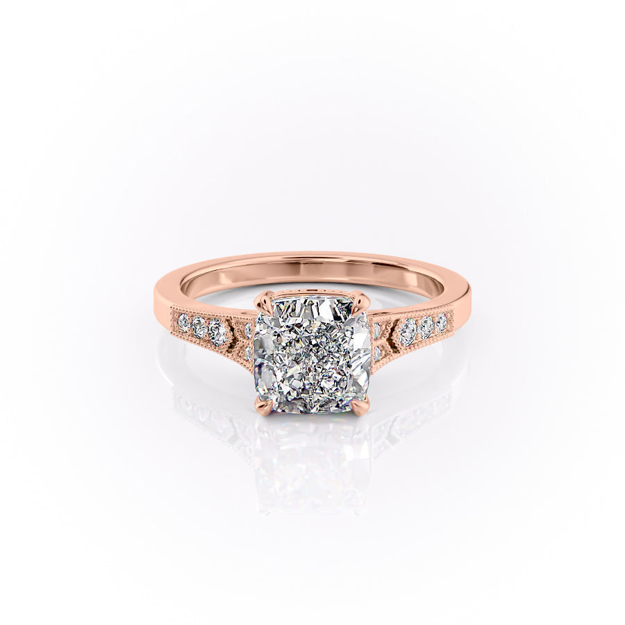 The Dianne Set With A 4.5 Carat Cushion Moissanite