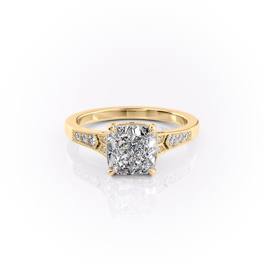 The Dianne Set With A 1.5 Carat Cushion Lab Diamond