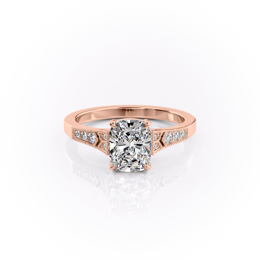 The Dianne Set With A 3 Carat Elongated Cushion Lab Diamond