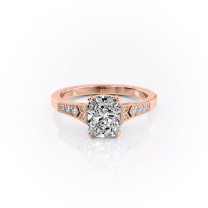 The Dianne Set With A 3.5 Carat Elongated Cushion Moissanite