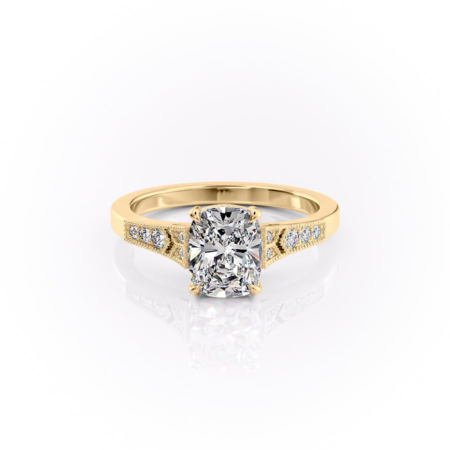 The Dianne Set With A 2 Carat Elongated Cushion Moissanite