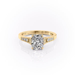 The Dianne Set With A 3.5 Carat Elongated Cushion Moissanite